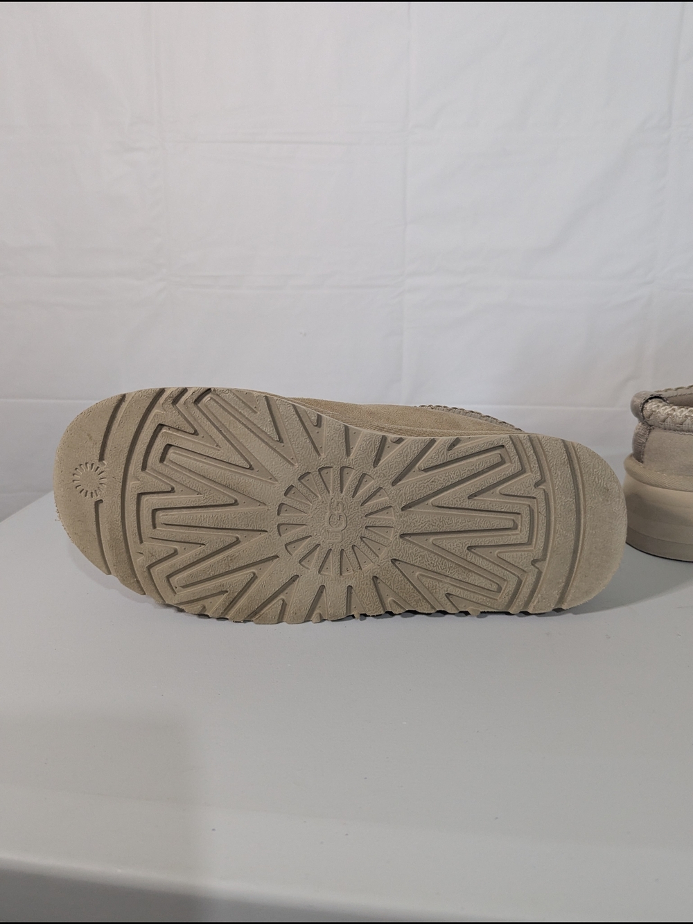 UGG Tasman Platform Slippers Sand Beige Suede Sheepskin Lined Women's Size 7 - Picture 10 of 13